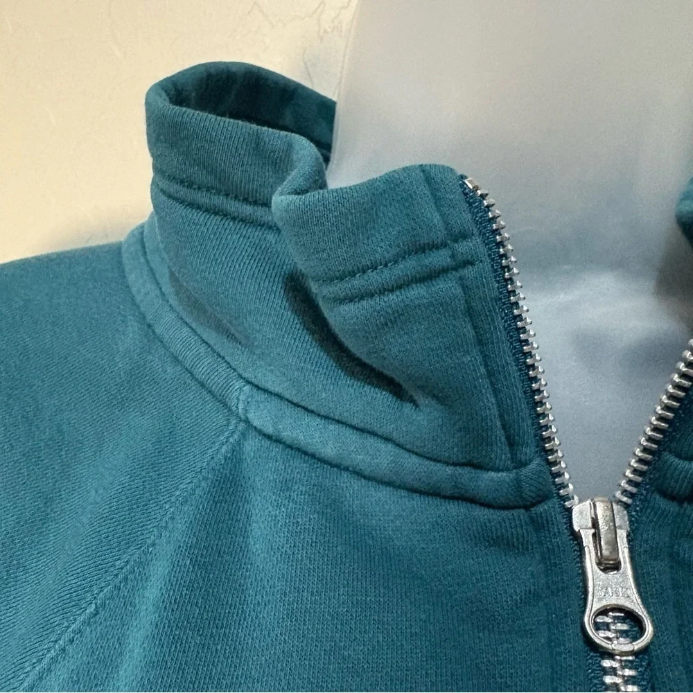 Nike Teal Just Do It Cropped Half Zip Sweatshirt